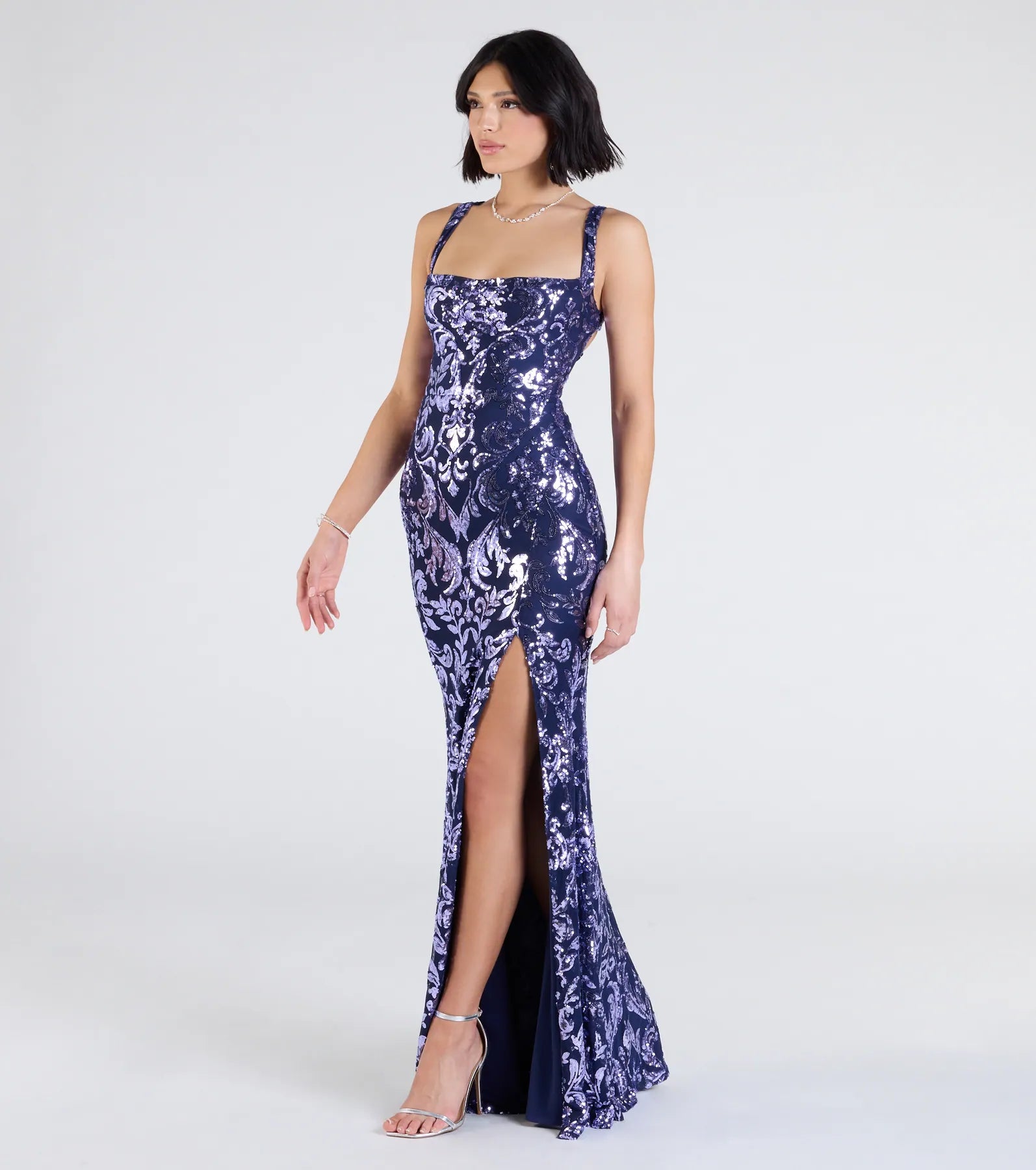 Moira Lace-Up Sequin Formal Dress