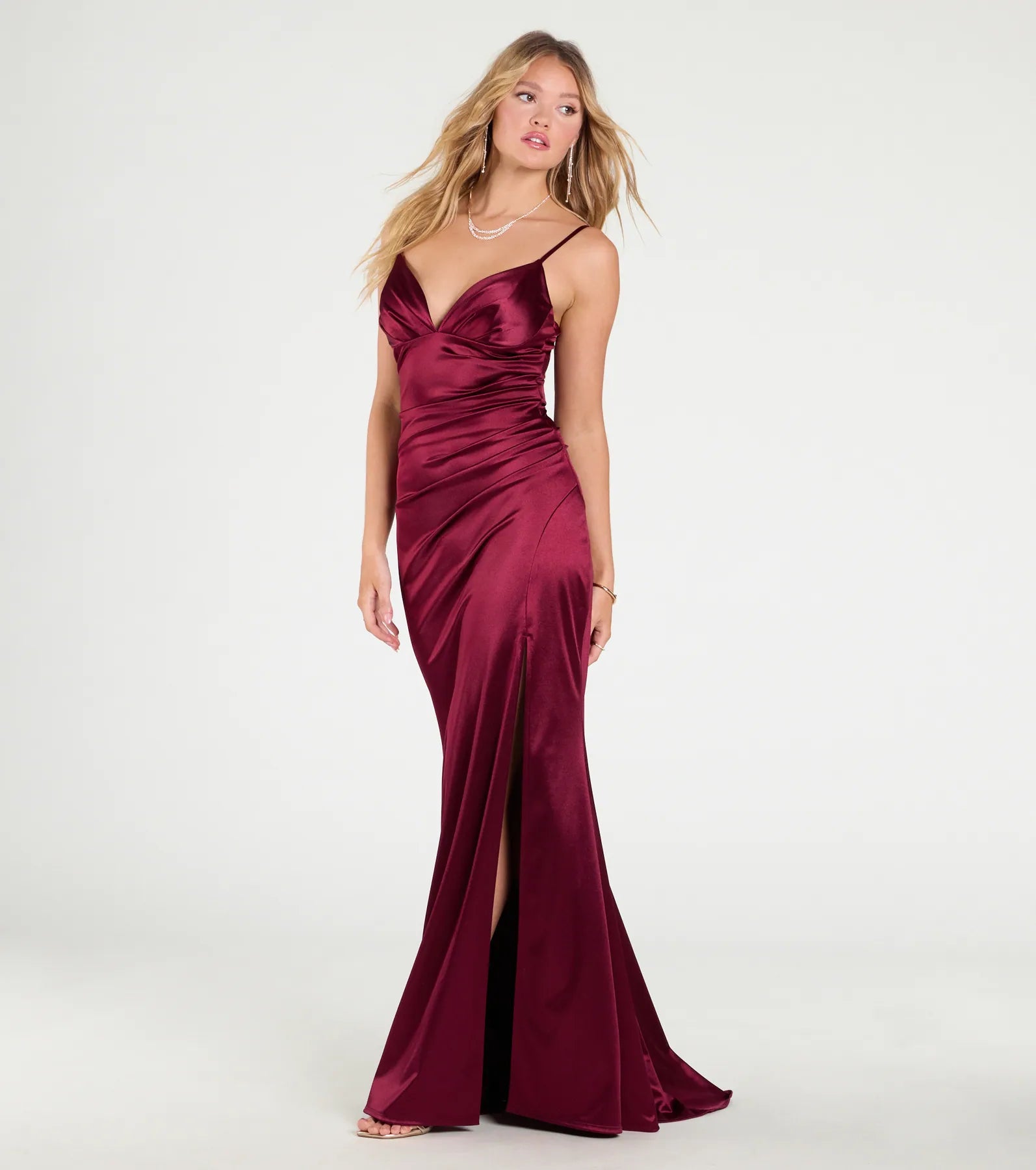 Jordyn Formal Satin Mermaid Dress With Train