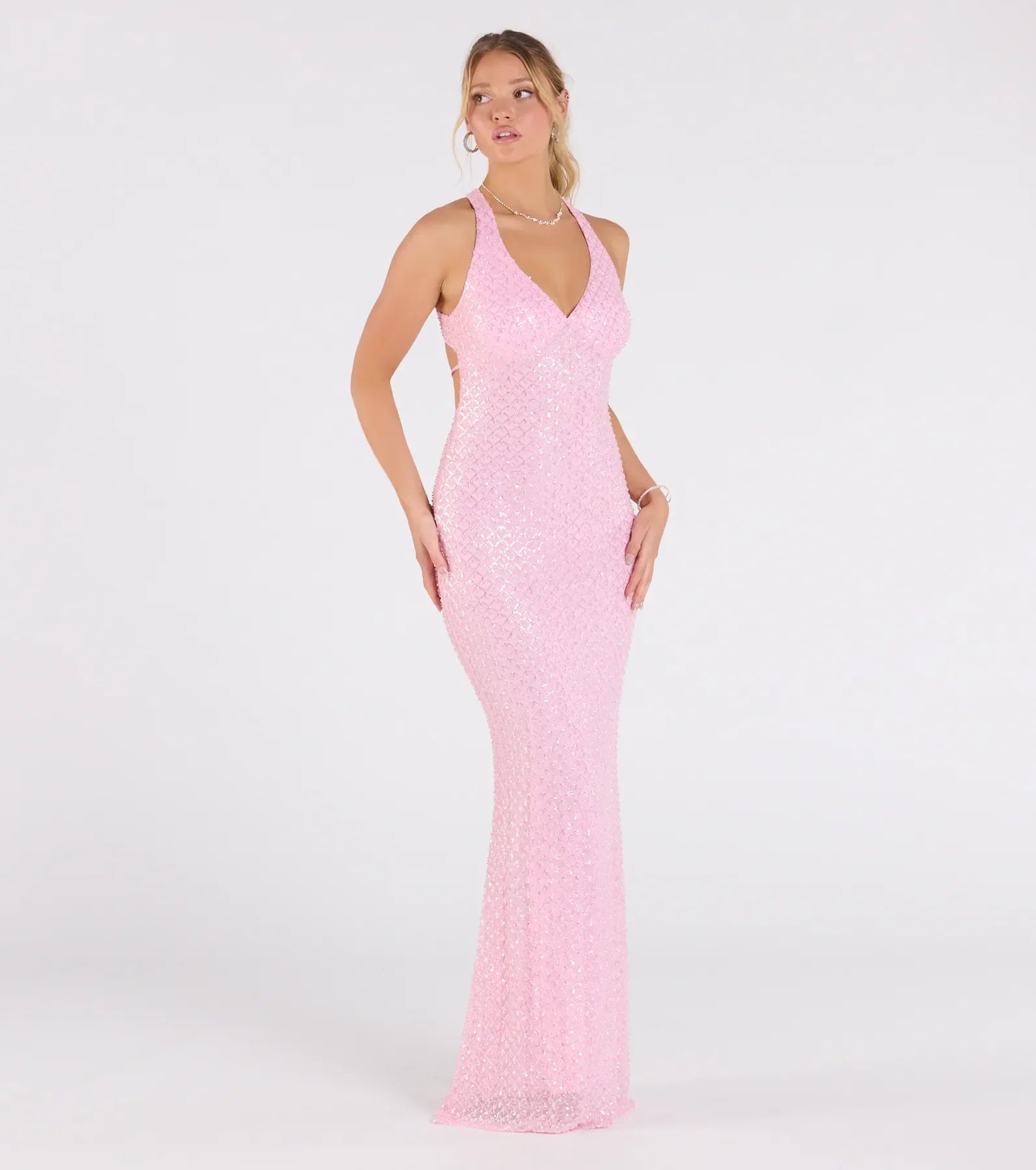 Vanessa Open Back Mermaid Sequin Formal Dress