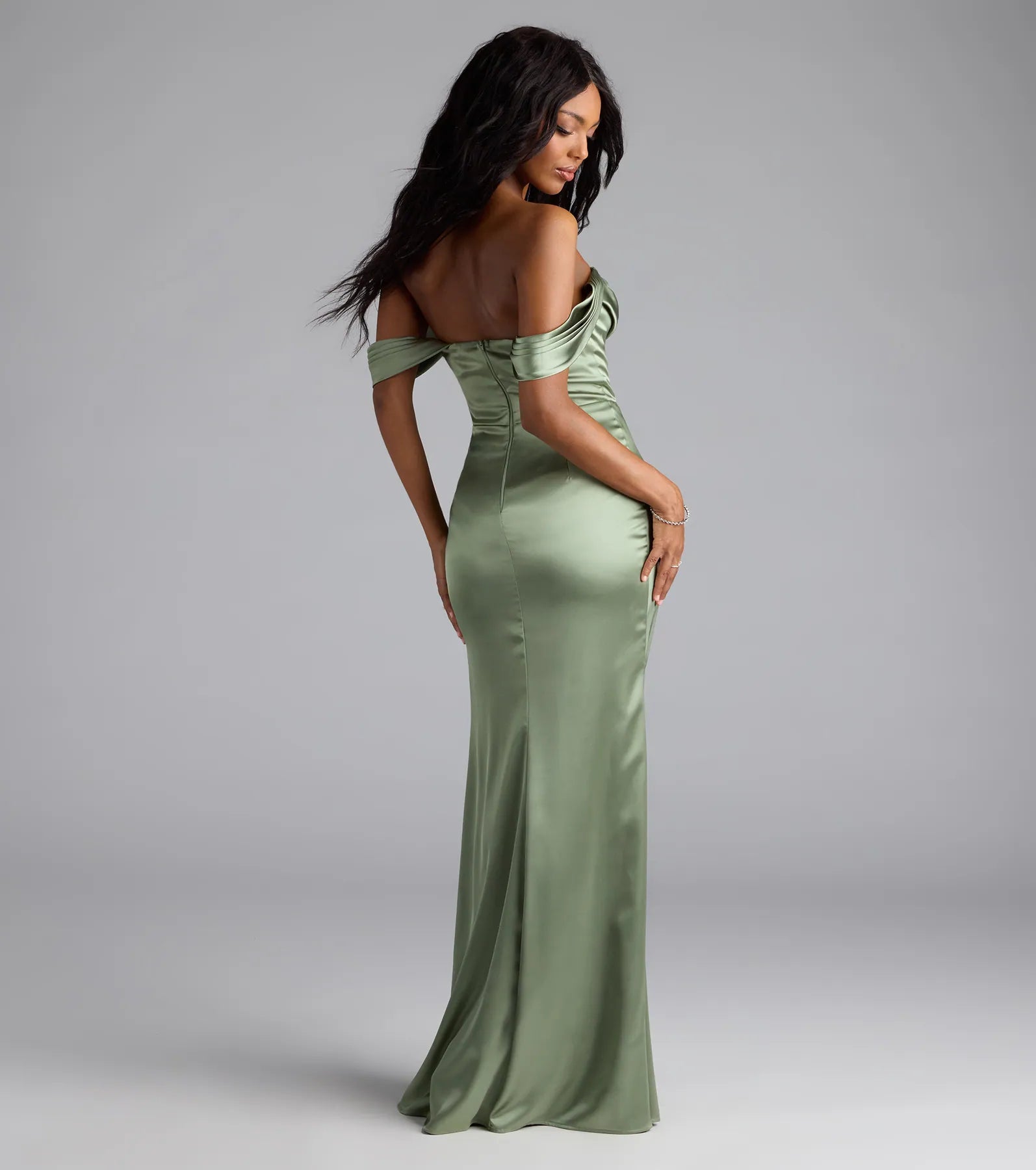 Lova Off-The-Shoulder Corset Satin Formal Dress
