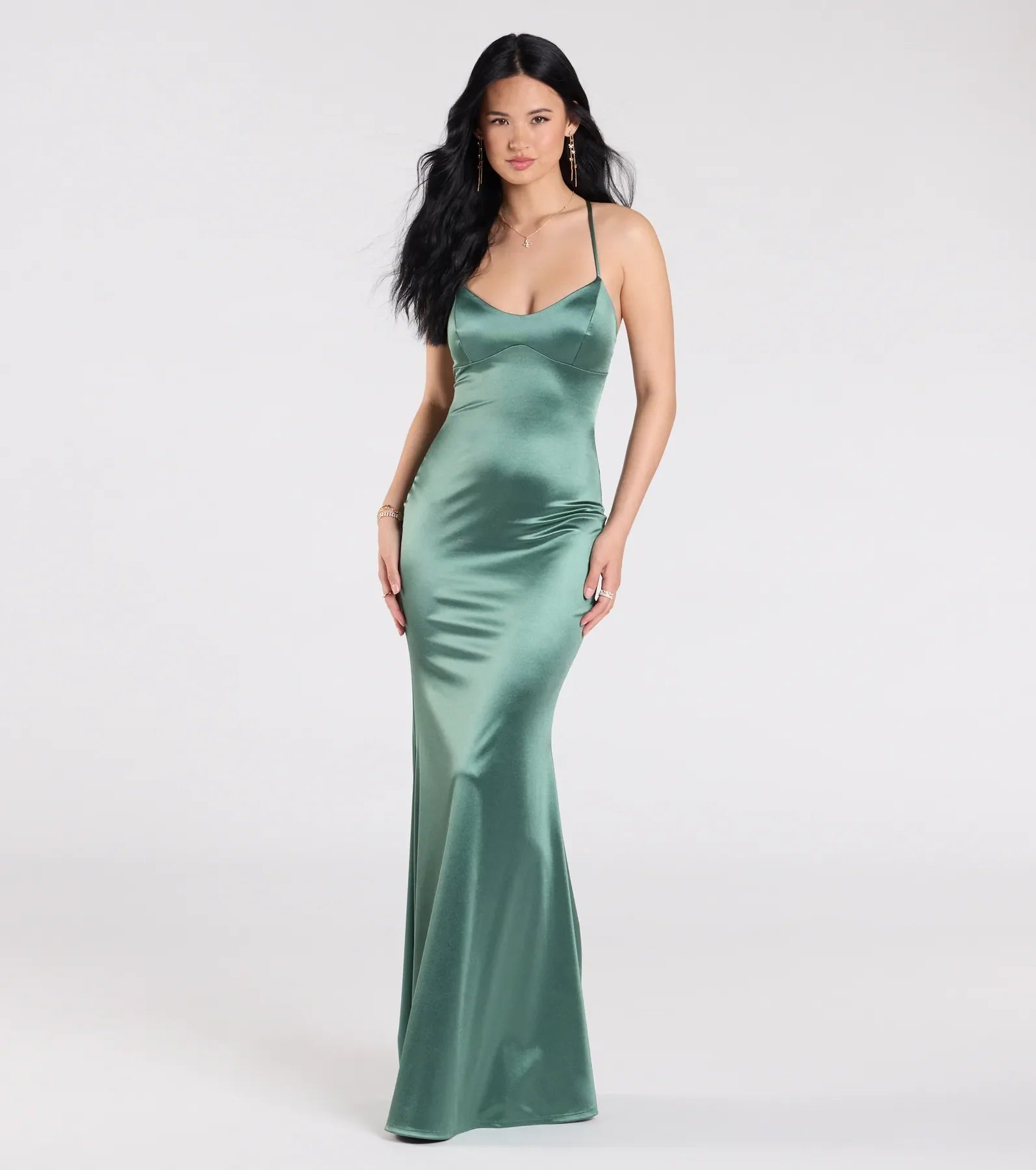 Emmie Lace-Up Mermaid Satin Formal Dress