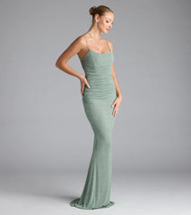 Kylie Lace-Up Mermaid Glitter Formal Dress