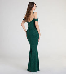 Alexandra Cold-Shoulder Mermaid Glitter Formal Dress