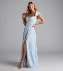 Vittoria Flutter Sleeve A-Line Chiffon Formal Dress