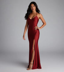 Becky V-Neck Tie-Back Slit Mermaid Dress