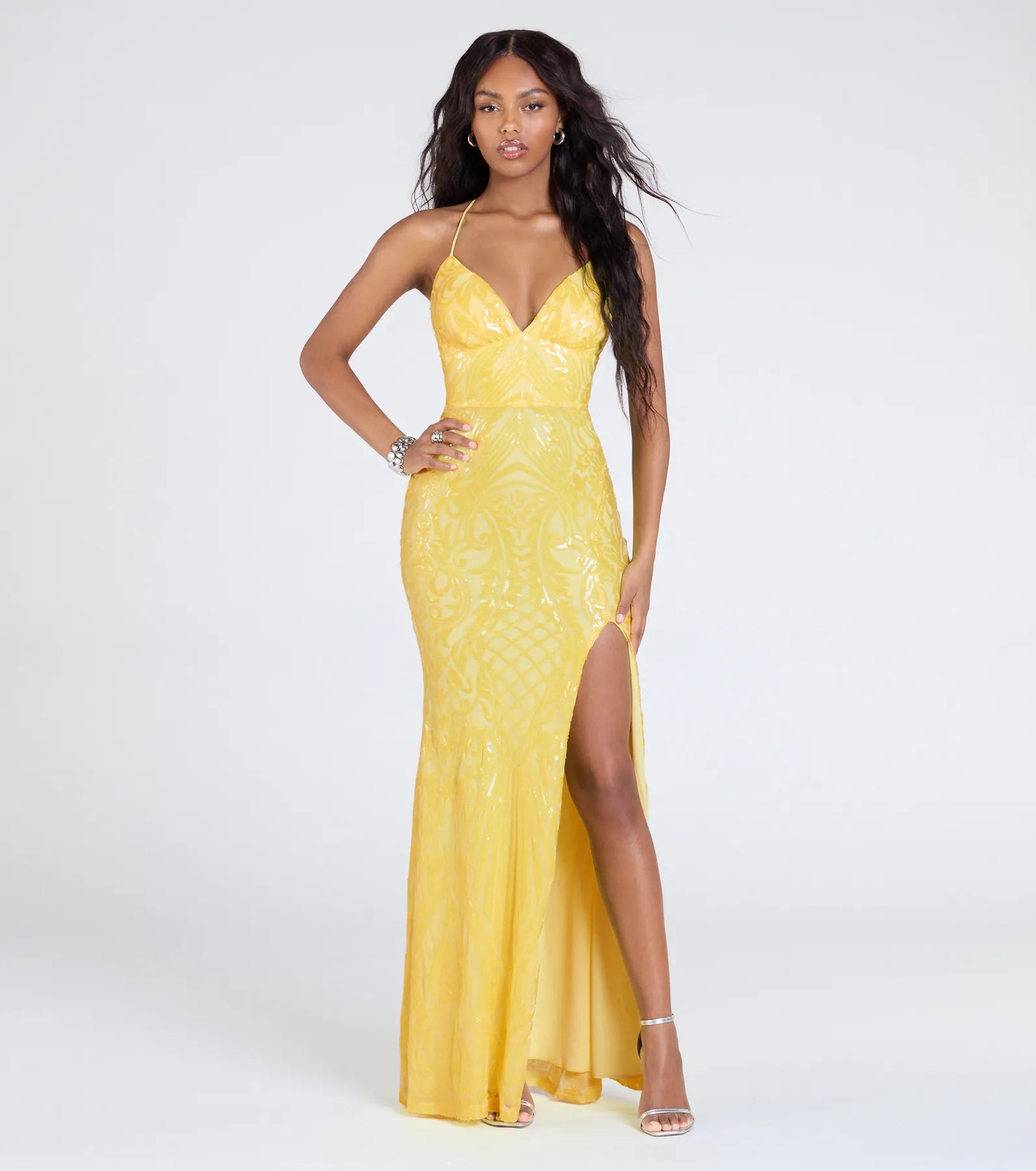 Saige Formal Sequin Lace-Up Mermaid Dress