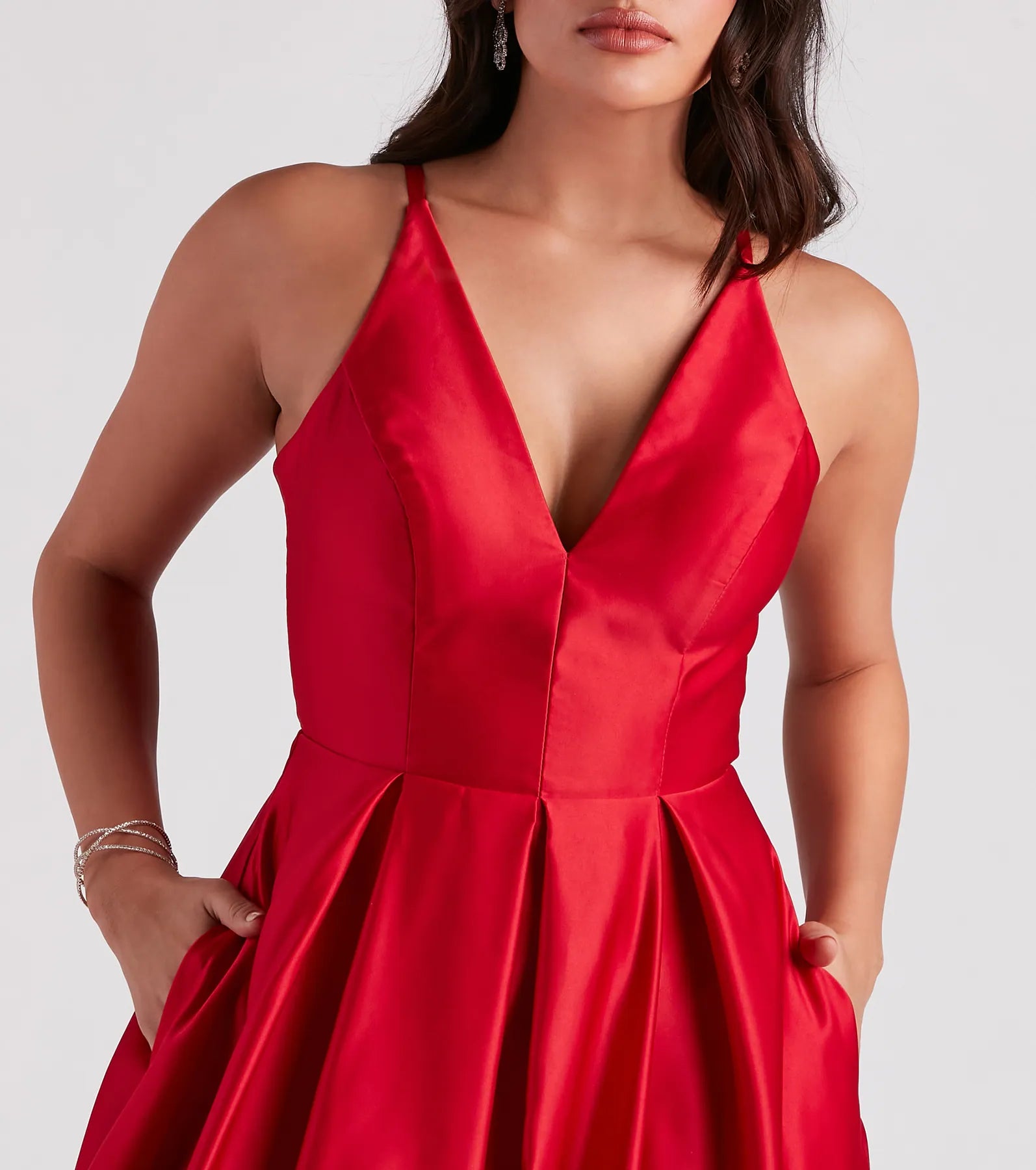 Darcie Satin Tie Back A-Line Ball Gown