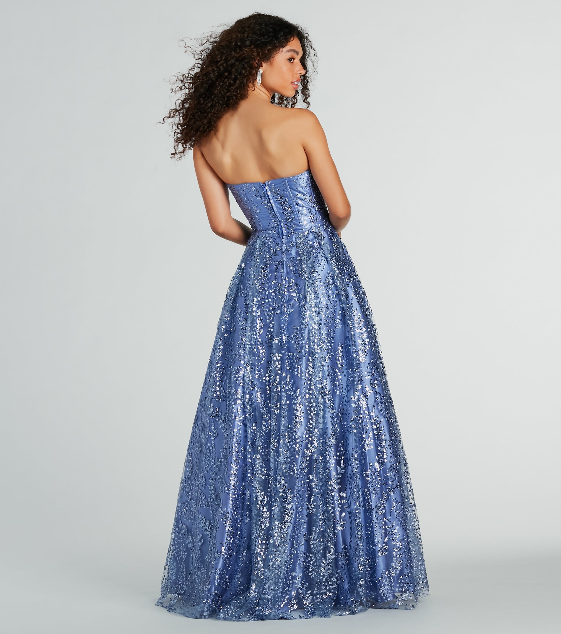 Ivy Glitter Corset Strapless Ball Gown