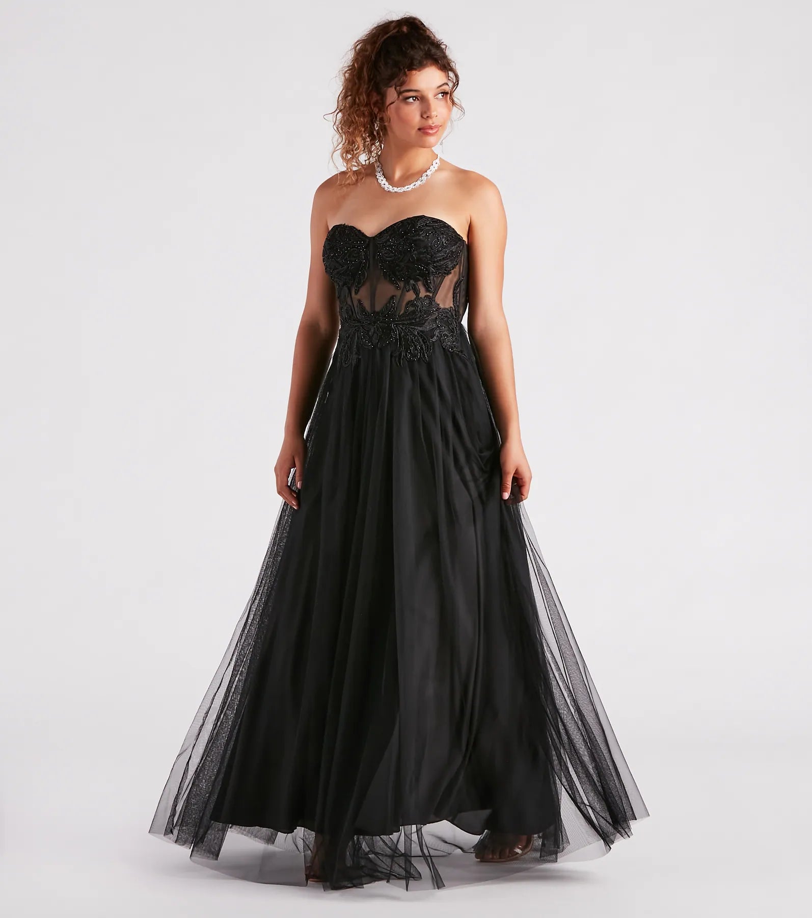 Alora Rhinestone Embroidered Tulle Ball Gown