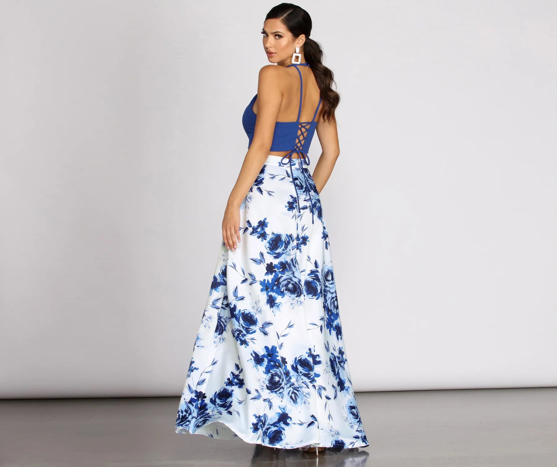 Alma Two Piece Satin & Crepe Dress