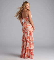 Blissful Aura Floral Ruffle Maxi Dress