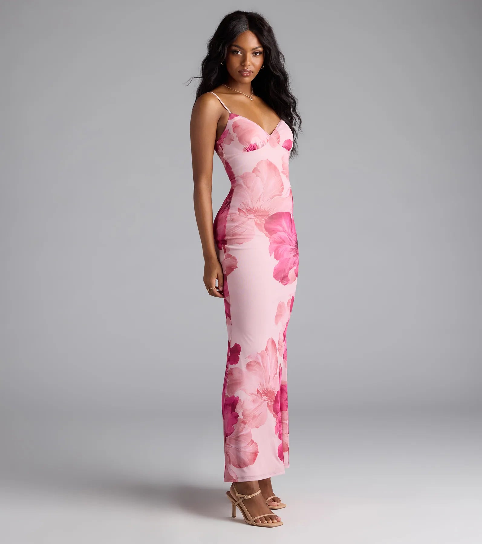 Vacay Muse Floral Mesh Maxi Dress