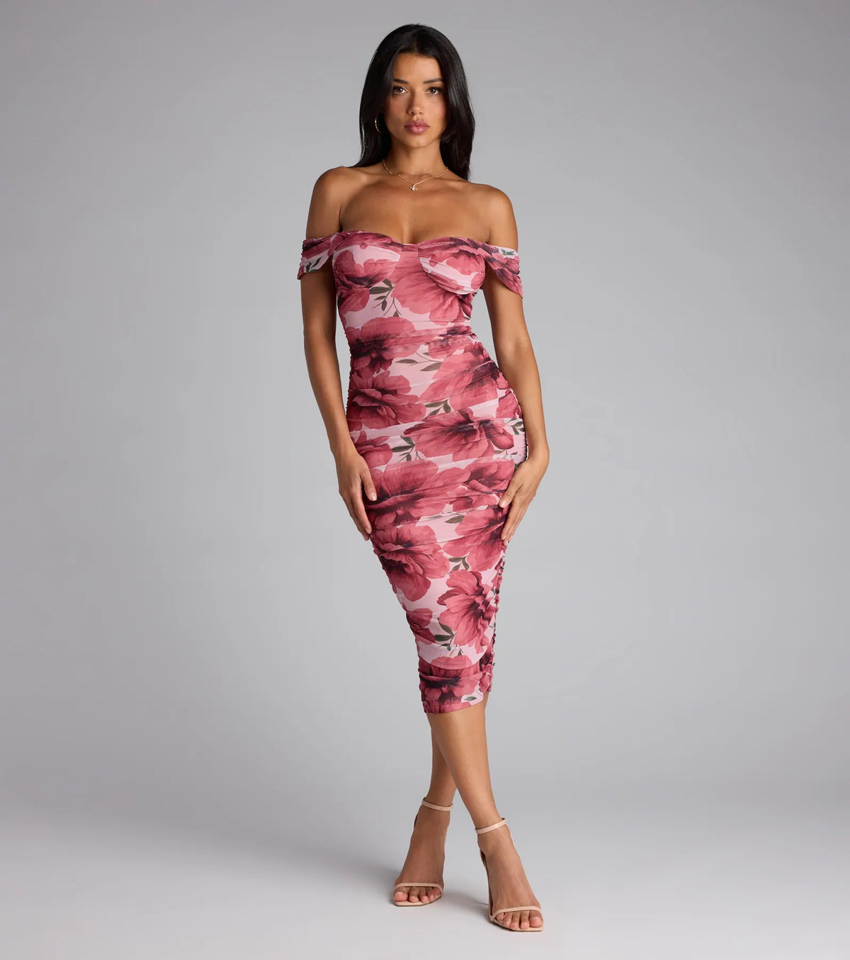 Crush Season Floral Mesh Midi Dress