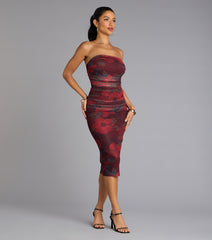 Love Struck Floral Mesh Midi Tube Dress