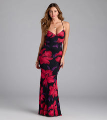 Chic Romance Floral Lace-Up Maxi Dress