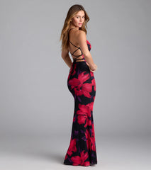 Chic Romance Floral Lace-Up Maxi Dress