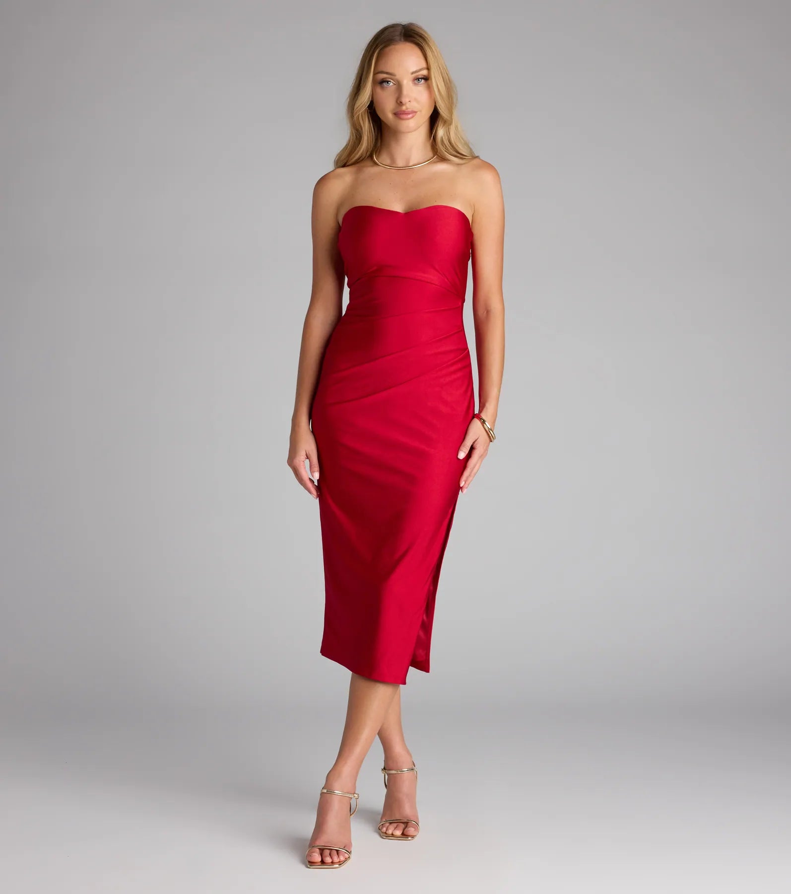 Sweetheart Status Strapless Midi Dress