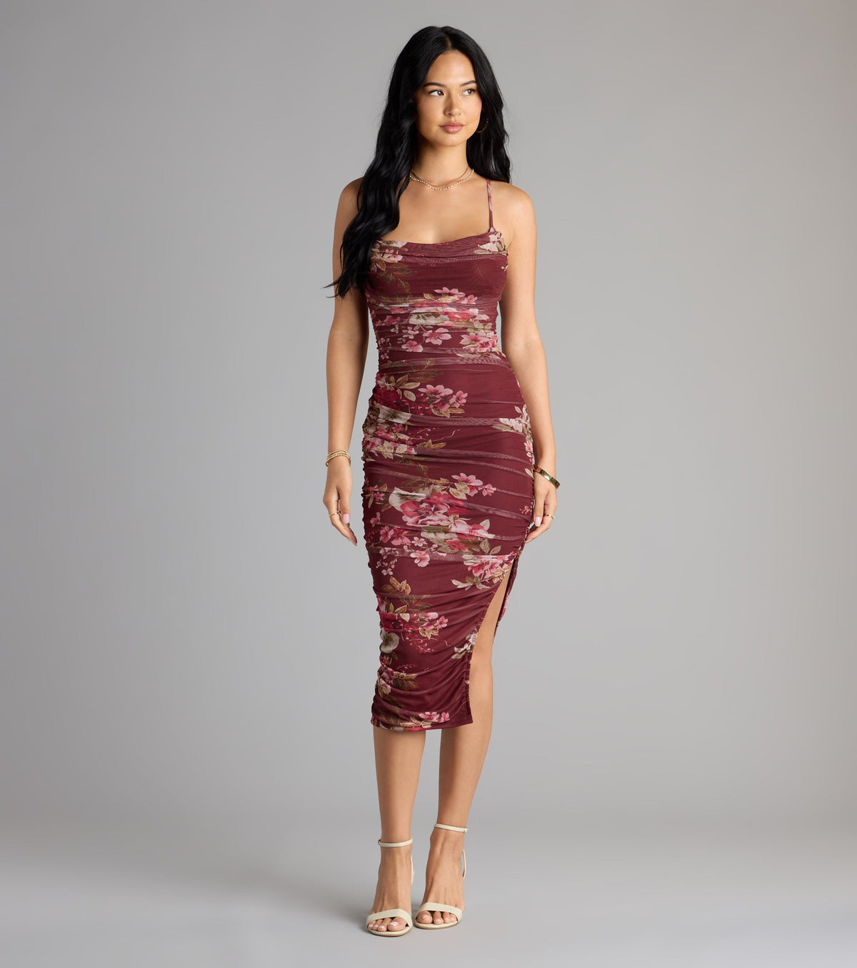 Sweet Spice Floral Mesh Midi Dress