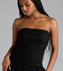 Sassy Silhouette Ruffled Lace Mini Dress