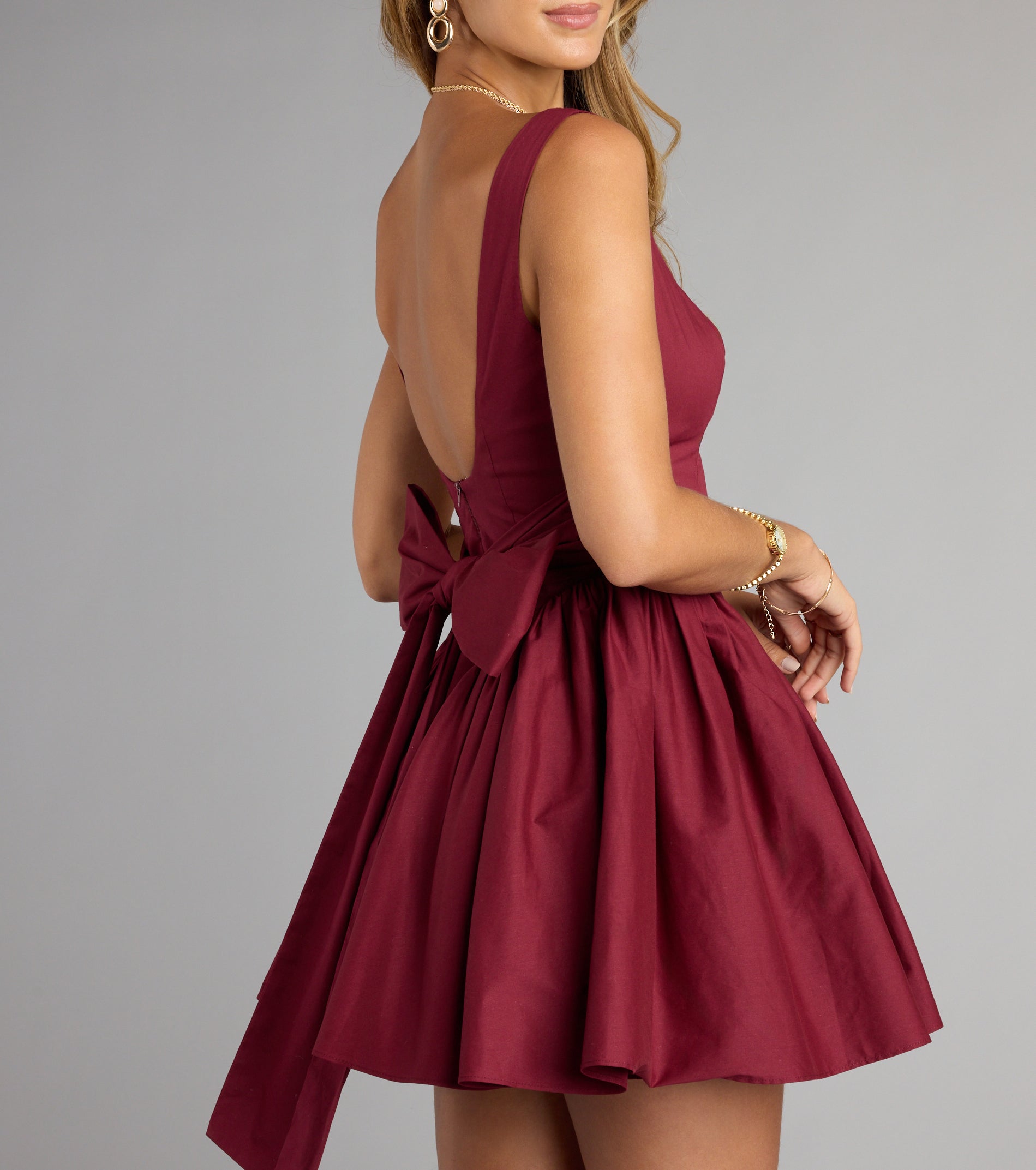 Sugar And Spice Sleeveless Tie-Back Skater Dress