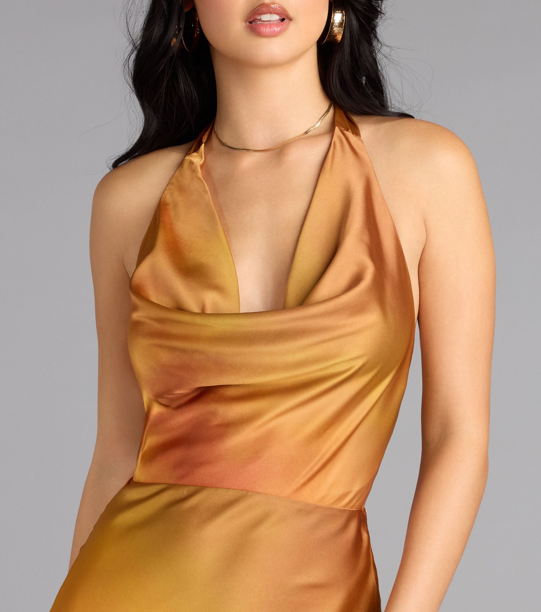 Sunset Glow Satin Midi Dress