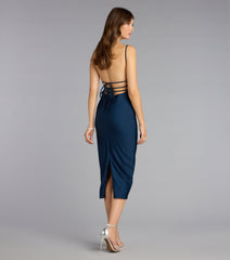 Lace-Up Allure Bodycon Midi Dress