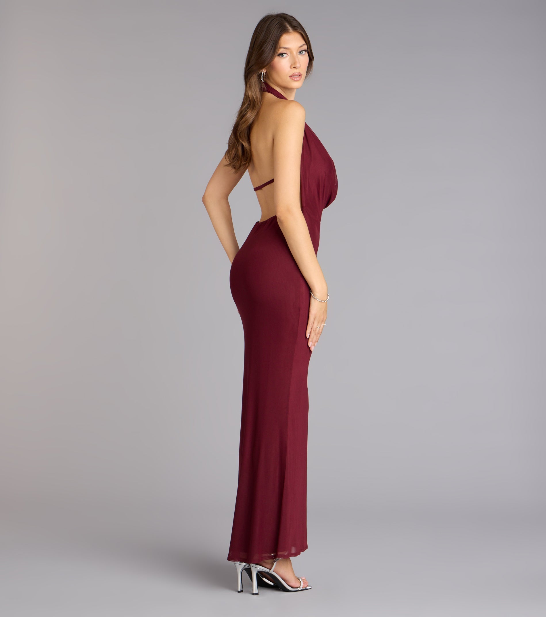 Merlot Nights Halter Maxi Dress