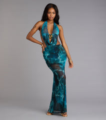 Ocean Eyes Halter Maxi Dress