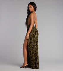 Wild Intentions Zebra Velvet Maxi Dress
