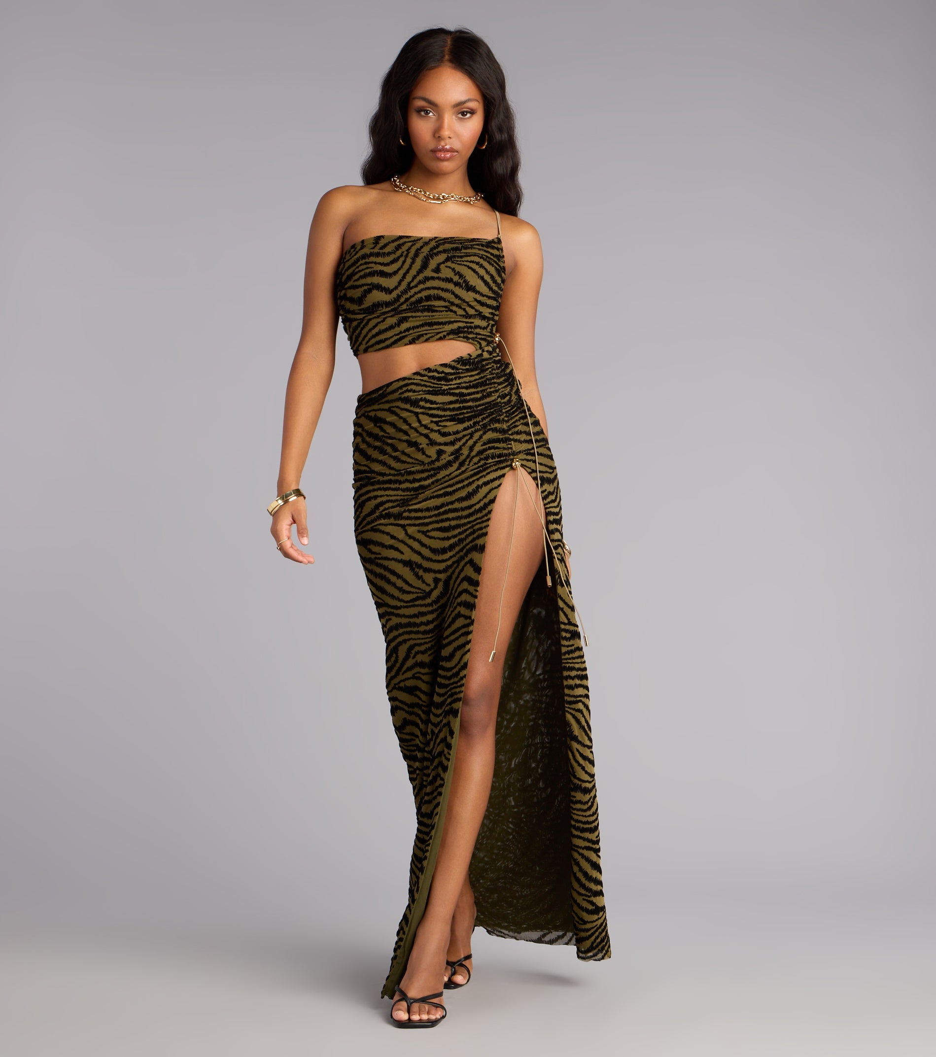 Wild Intentions Zebra Velvet Maxi Dress