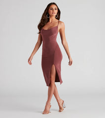 Moment of Glam Cowl Neck Midi Dress
