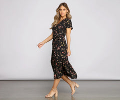 Sweet And Chic Ditsy Floral Midi Dress