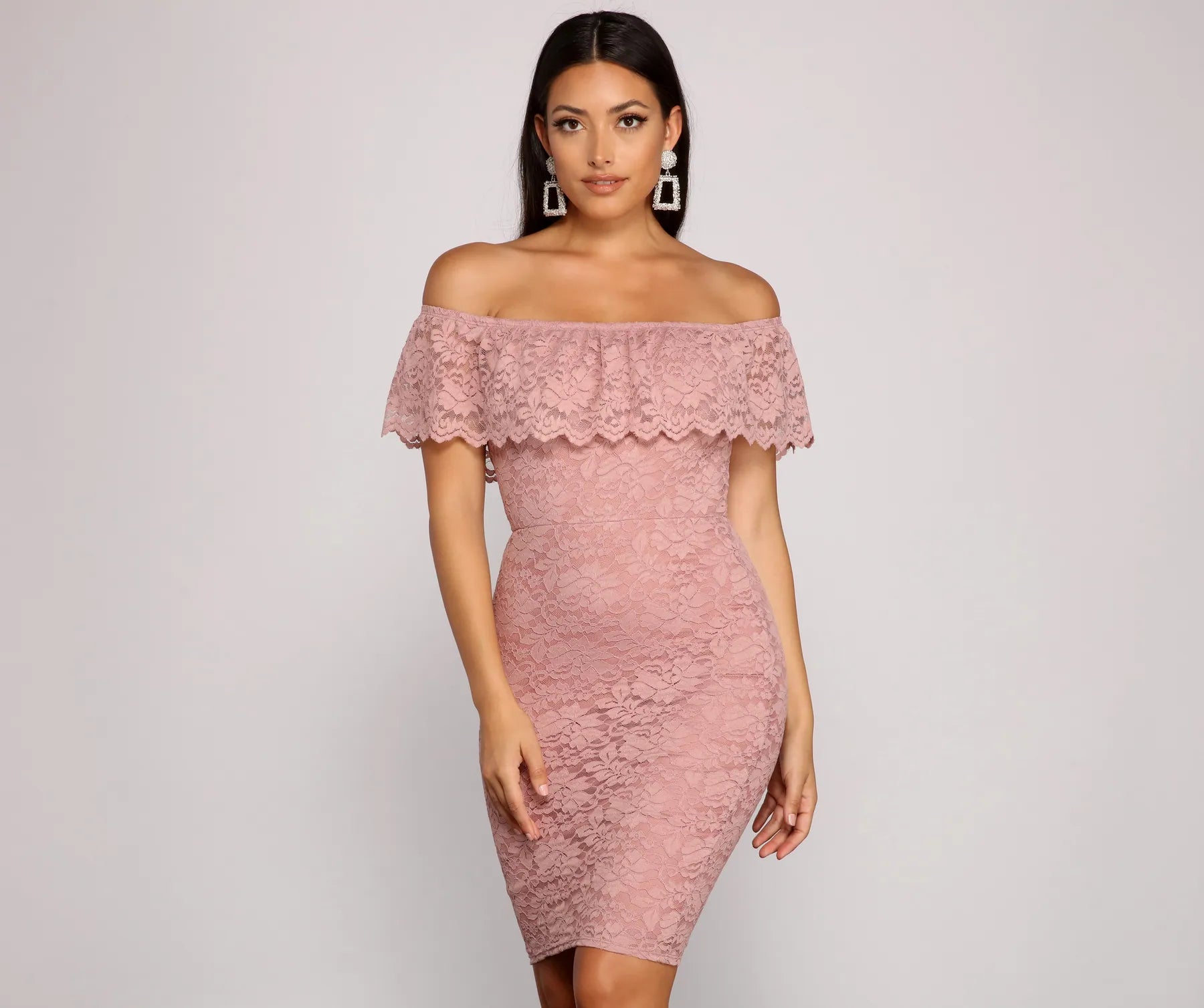 Stunner In Lace Midi Dress