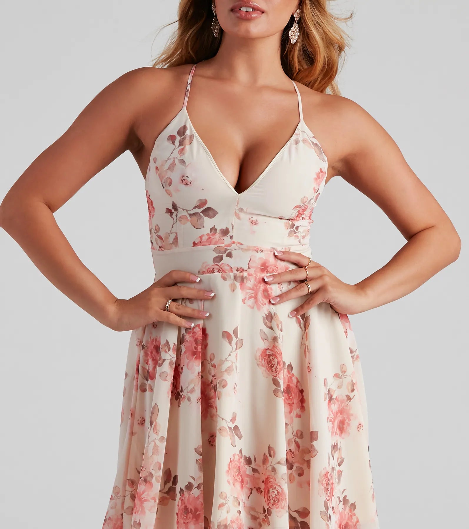 New Love Floral Lace Hi-Low Dress