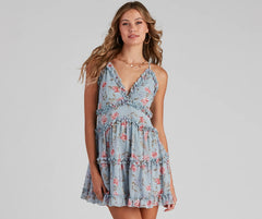 Flirty In Floral Chiffon Babydoll Dress