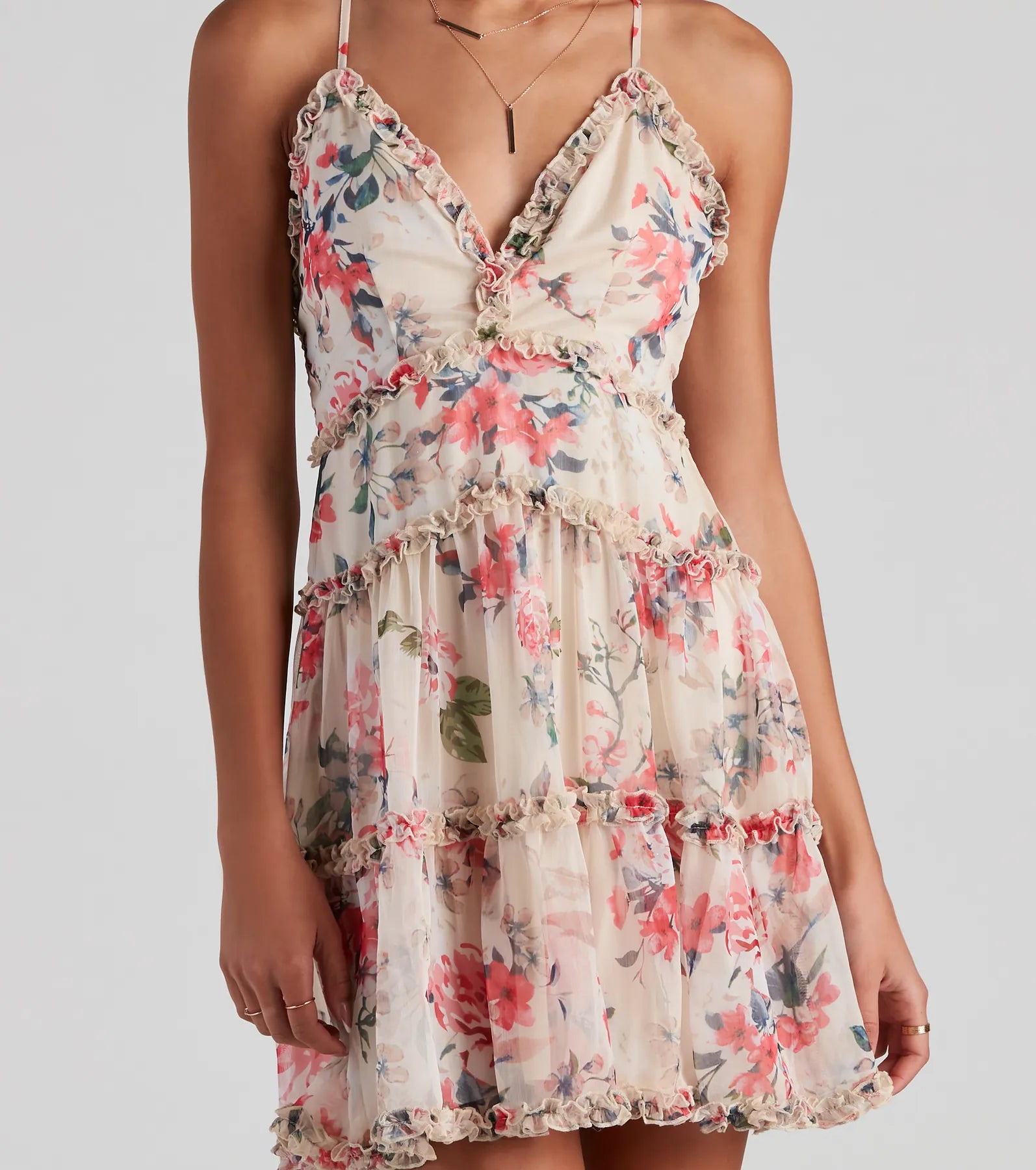 Budding Romance Chiffon Skater Dress