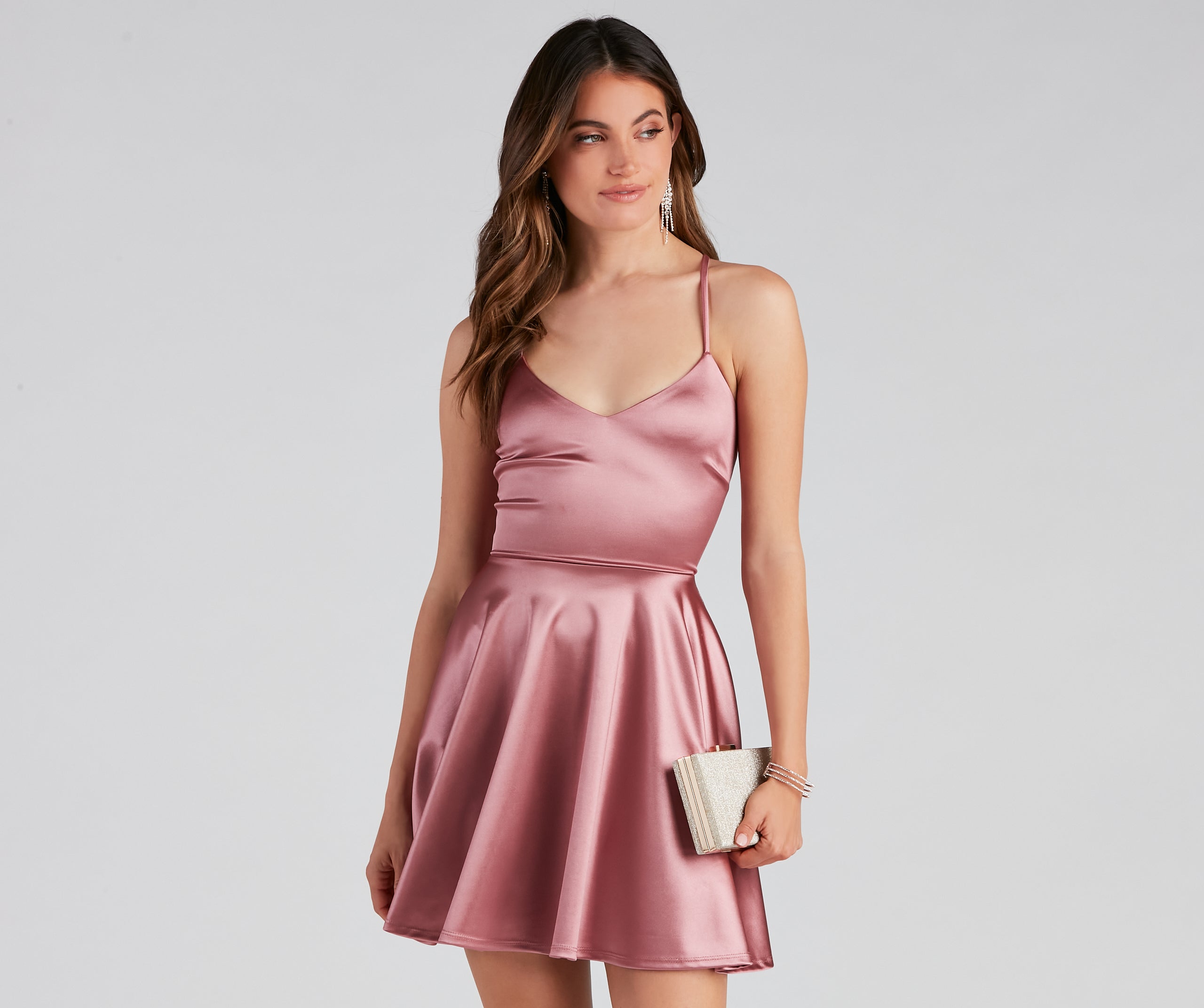Stunning In Satin Skater Dress
