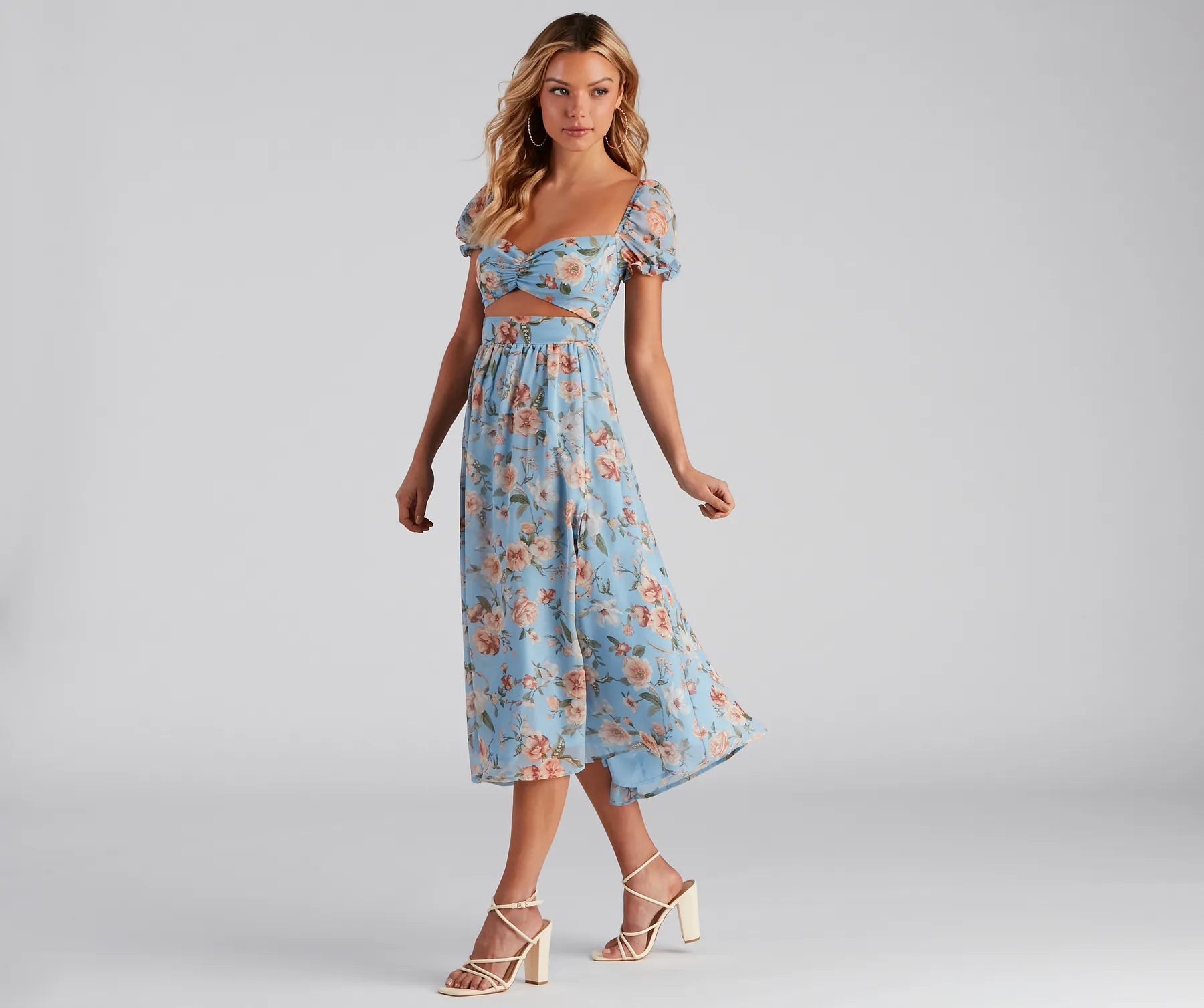 Life's A Breeze Floral Cutout Midi Dress