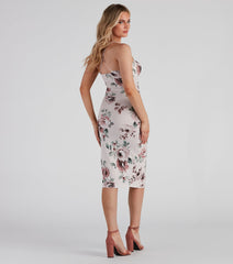Fine Floral V-Neck Midi Dress