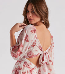 Sunday Girl Floral Chiffon Skater Dress