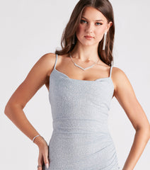 Here To Sparkle Glitter Wrap Midi Dress