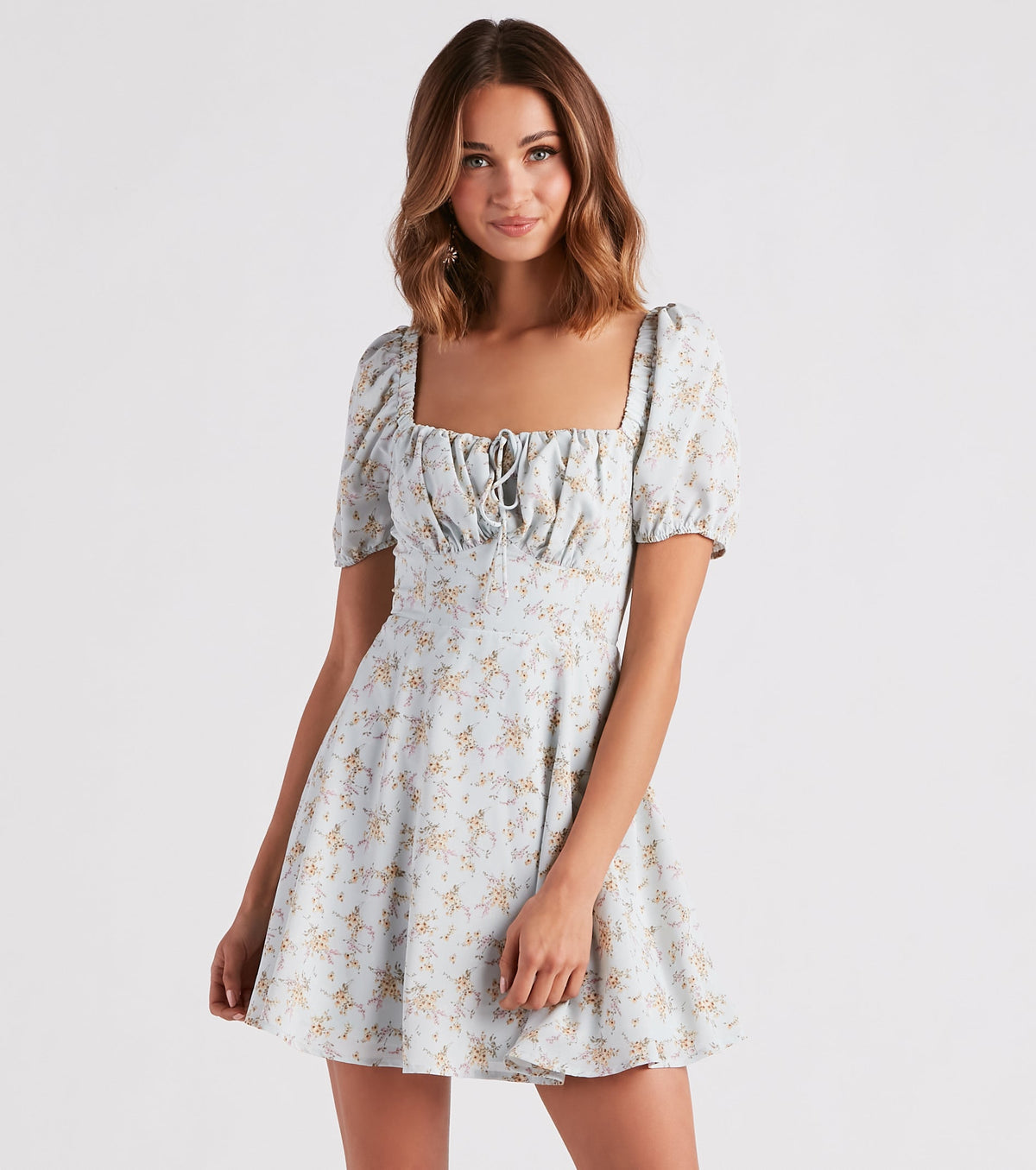 Budding Romance Floral Chiffon Skater Dress