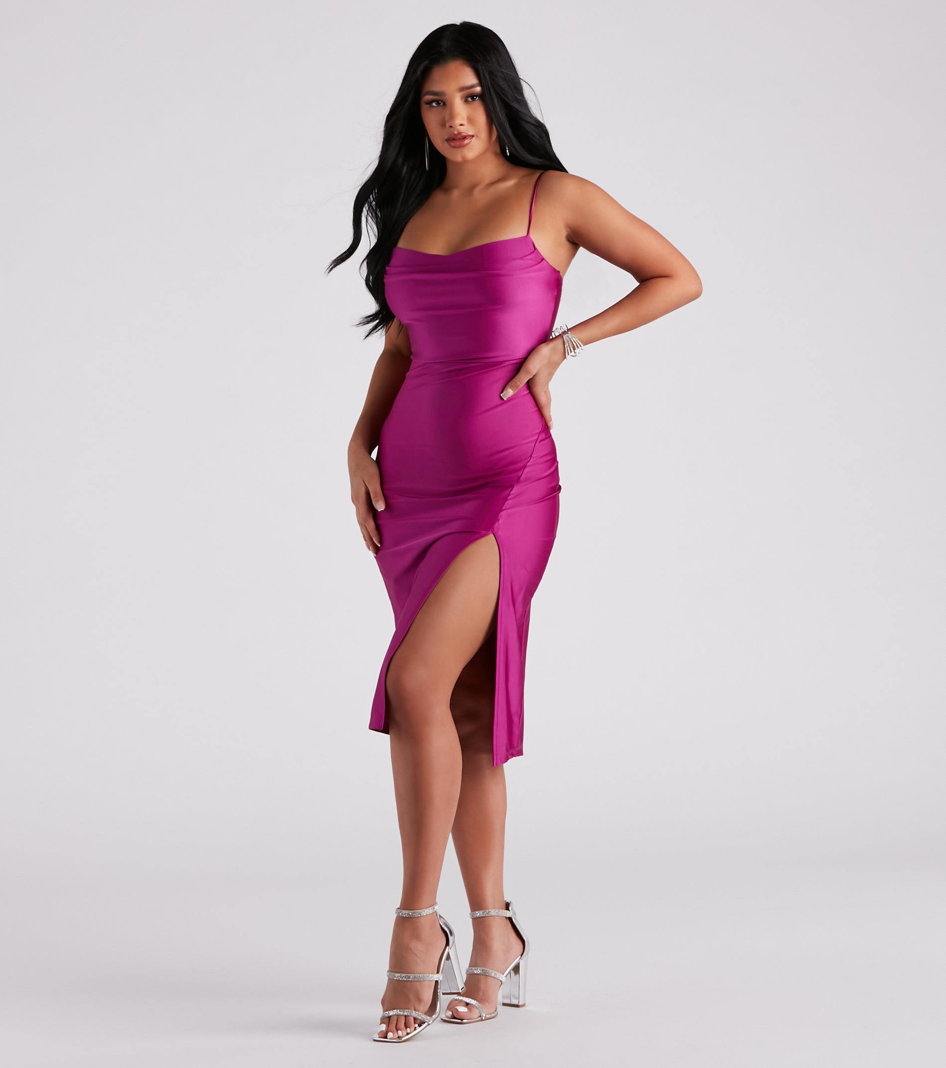 Sleek And Smooth High Slit Midi Dress