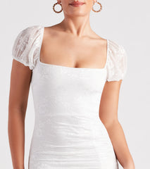 Charming Vibes Lace Puff Sleeve Mini Dress
