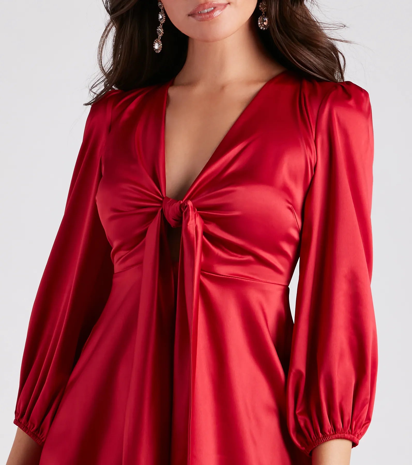 Sleek Satin Tie-Front Mini Dress