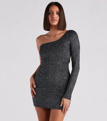 Moonlight Glitter One-Shoulder Dress