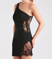 Destiny Driven Crepe Eyelash Lace Mini Dress