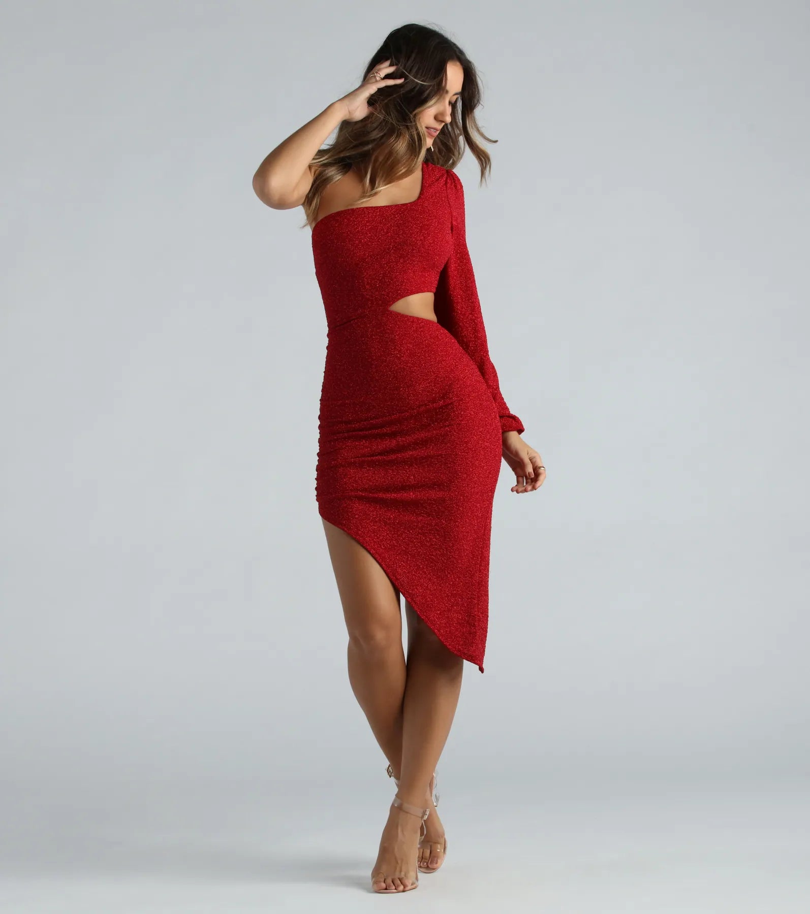 Ready To Sparkle Glitter Midi Dress