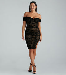 Step Up The Romance Flocked Mesh Midi Dress