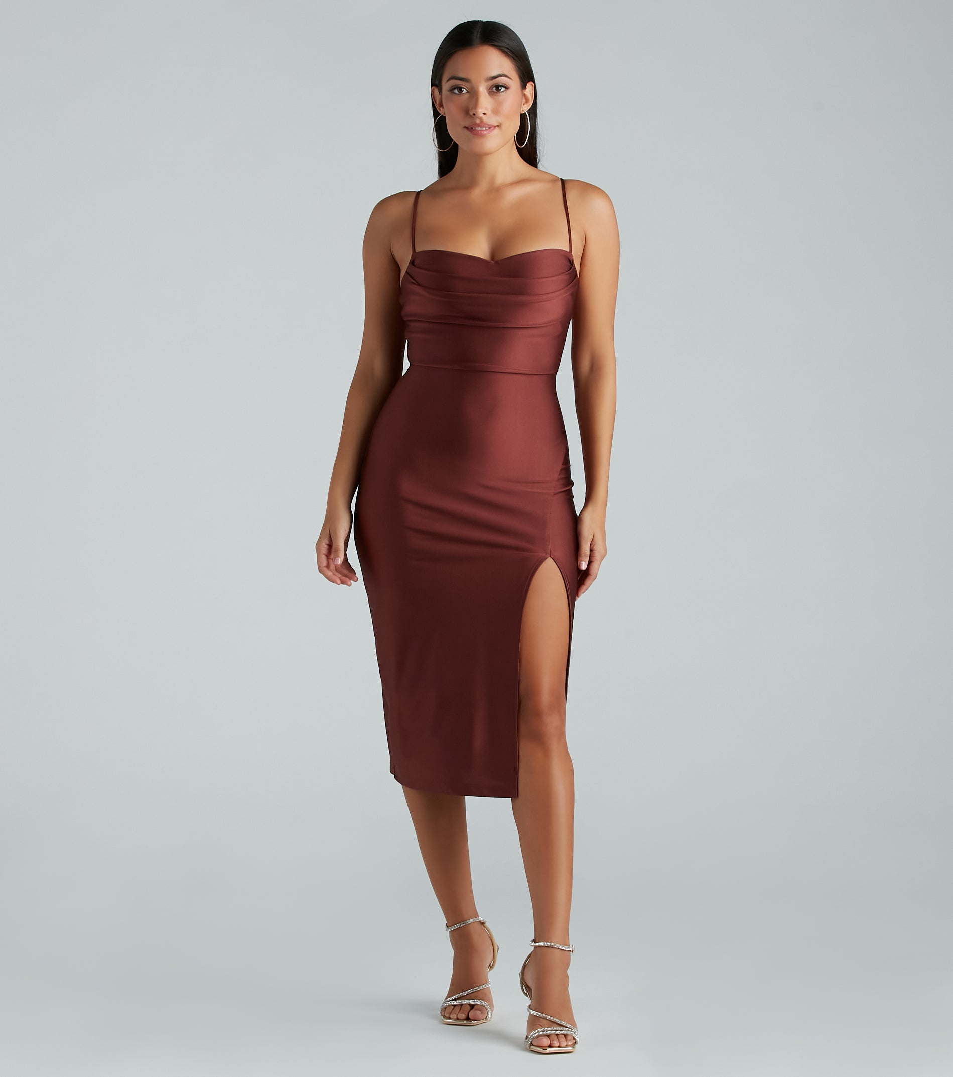 Sleek And Smooth High Slit Midi Dress